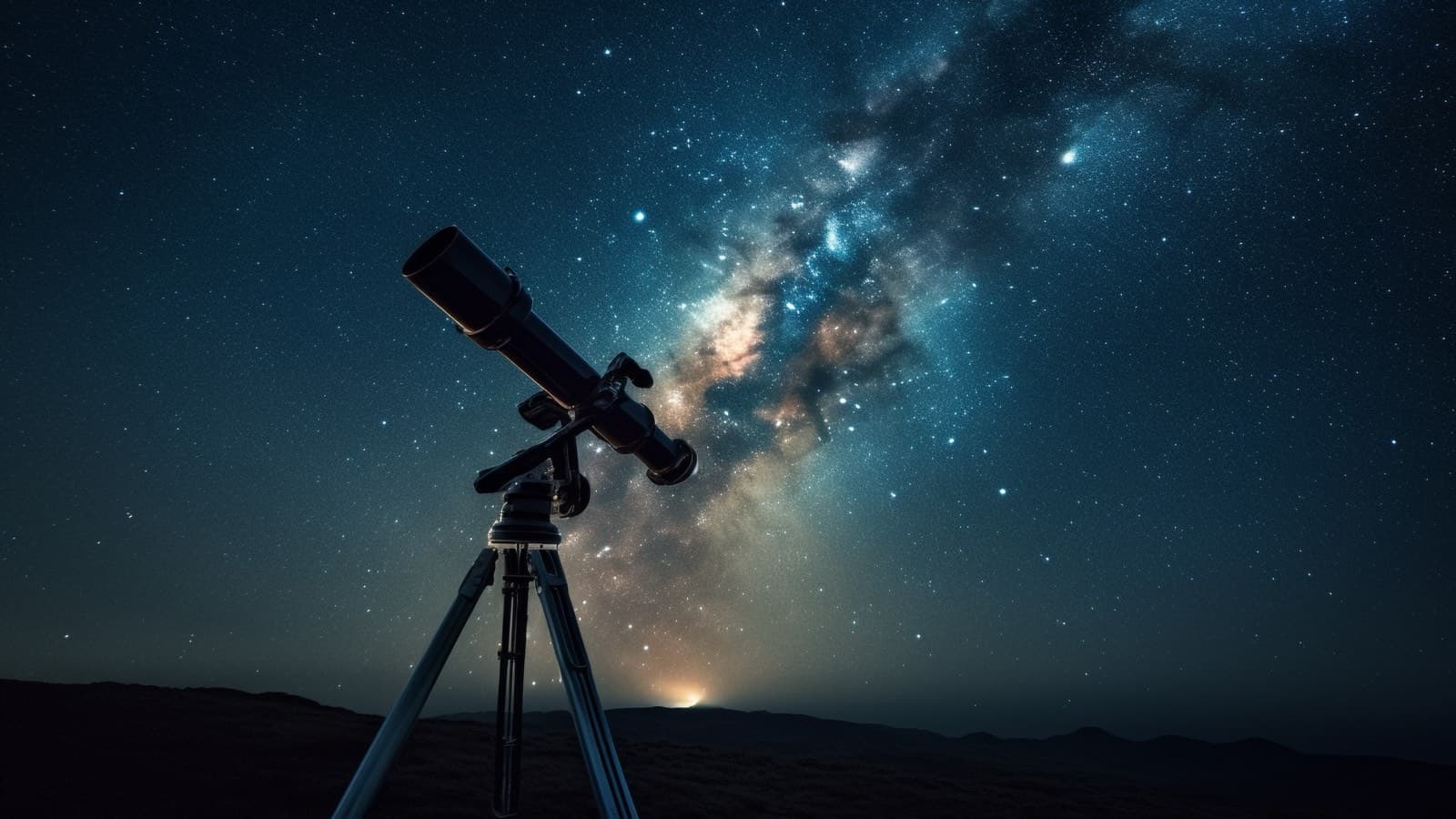 Telescop pe trepied îndreptat spre Calea Lactee — ghidaj spre ce contează